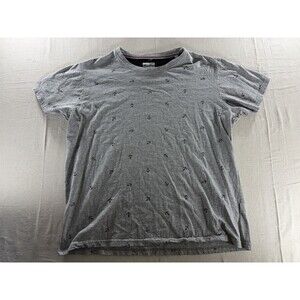 Ping Pong Pro Men's Grey Anchor Print T-Shirt Size L/G Short Sleeve Cotton Blend